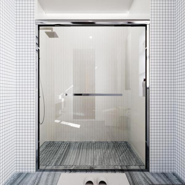 TOOLKISS 46 in. - 48 in. W x 72 in. H Sliding Framed Shower Door in Chrome with Clear Glass