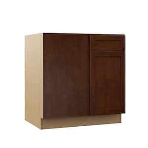 Designer Series Soleste Assembled 33x34.5x23 in. Blind Left Corner Base Kitchen Cabinet in Spice