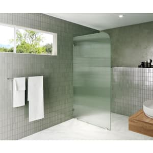 40 in. x 78 in. Frameless Shower Door - Single Fixed Panel Fluted Frosted Radius Left Hand
