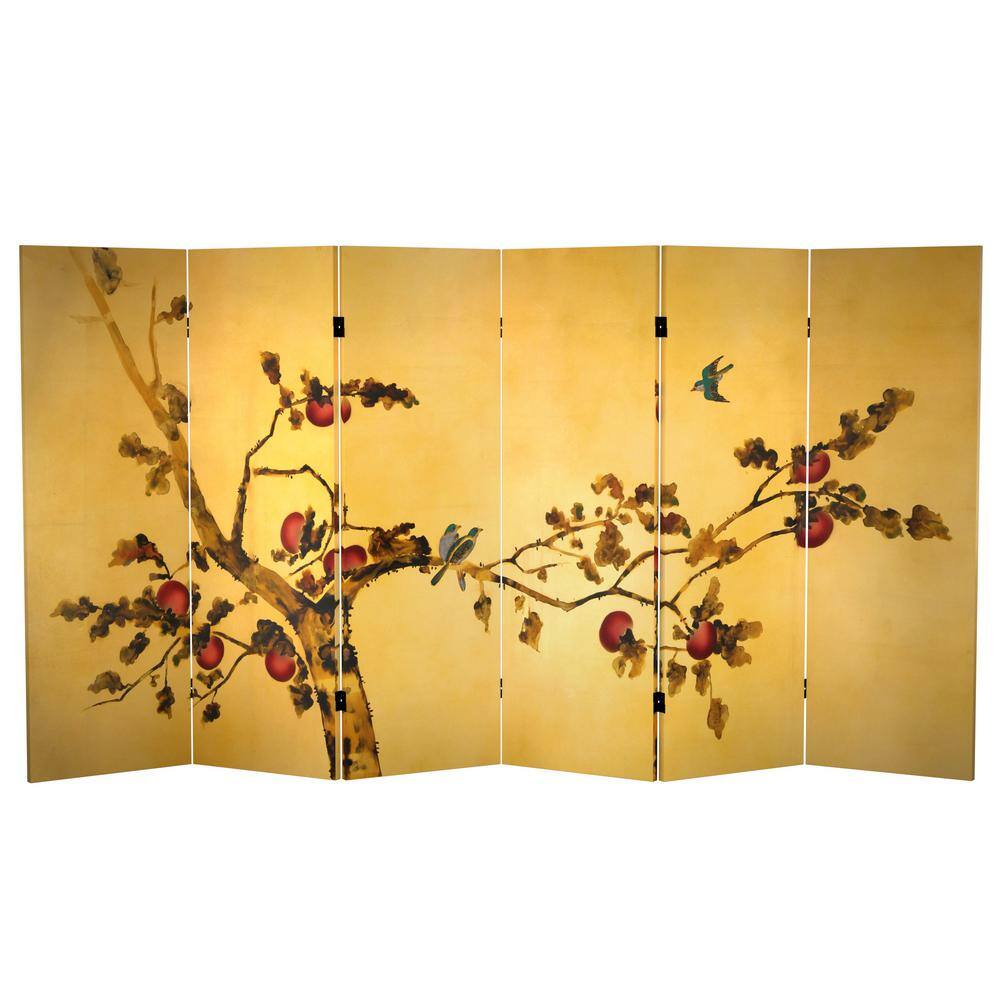 4 ft. Double Sided Plum Tree Canvas Folding Screen