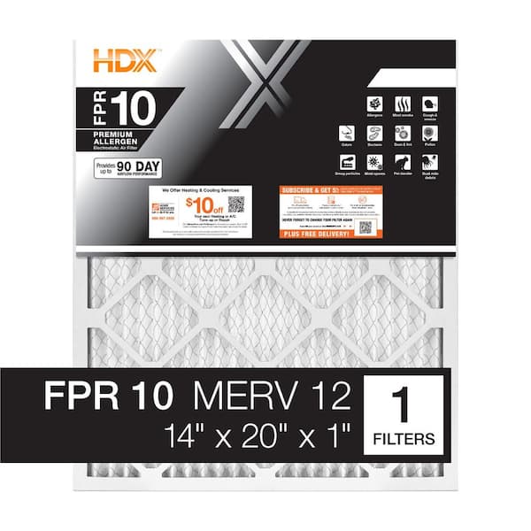 HDX 14 in. x 20 in. x 1 in. Premium Pleated Air Filter FPR 10, MERV 12
