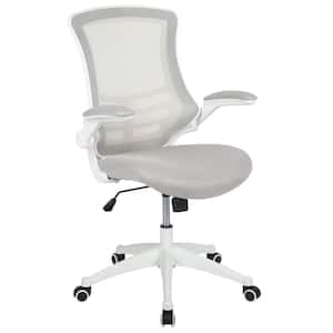 Kelista Mid-Back Mesh Swivel Ergonomic Task Office Chair in Light Gray/White Frame with Flip-Up Arms