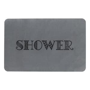 15.35 in. x 23.62 in. Shower Grey Stone Non Slip Bath Mat