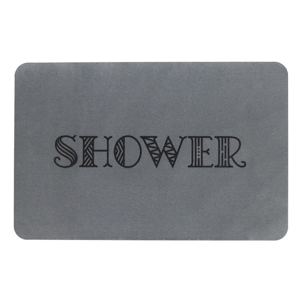 FloorPops 15.35 in. x 23.62 in. Shower Grey Stone Non Slip Bath Mat