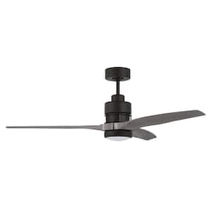 Sonnet WIFI 52 in. Indoor Dual Mount Flat Black Ceiling Fan with Smart Wi-Fi Enabled Remote & Integrated LED Light