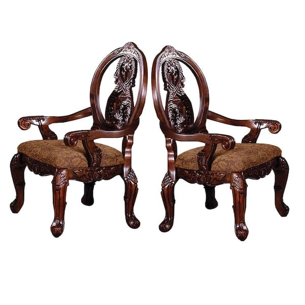Benjara Antique Cherry Tuscany Ii, Antique Dining Room Chairs With Arms