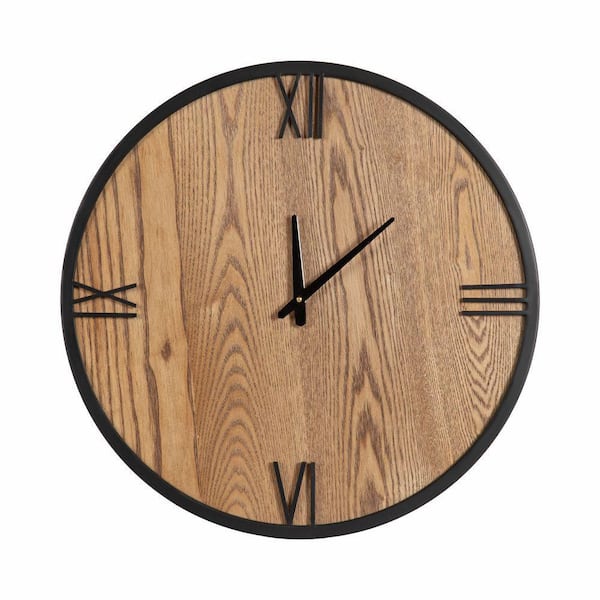 Kate and Laurel Pronte Brown/Black Wood and Metal Analog Wall