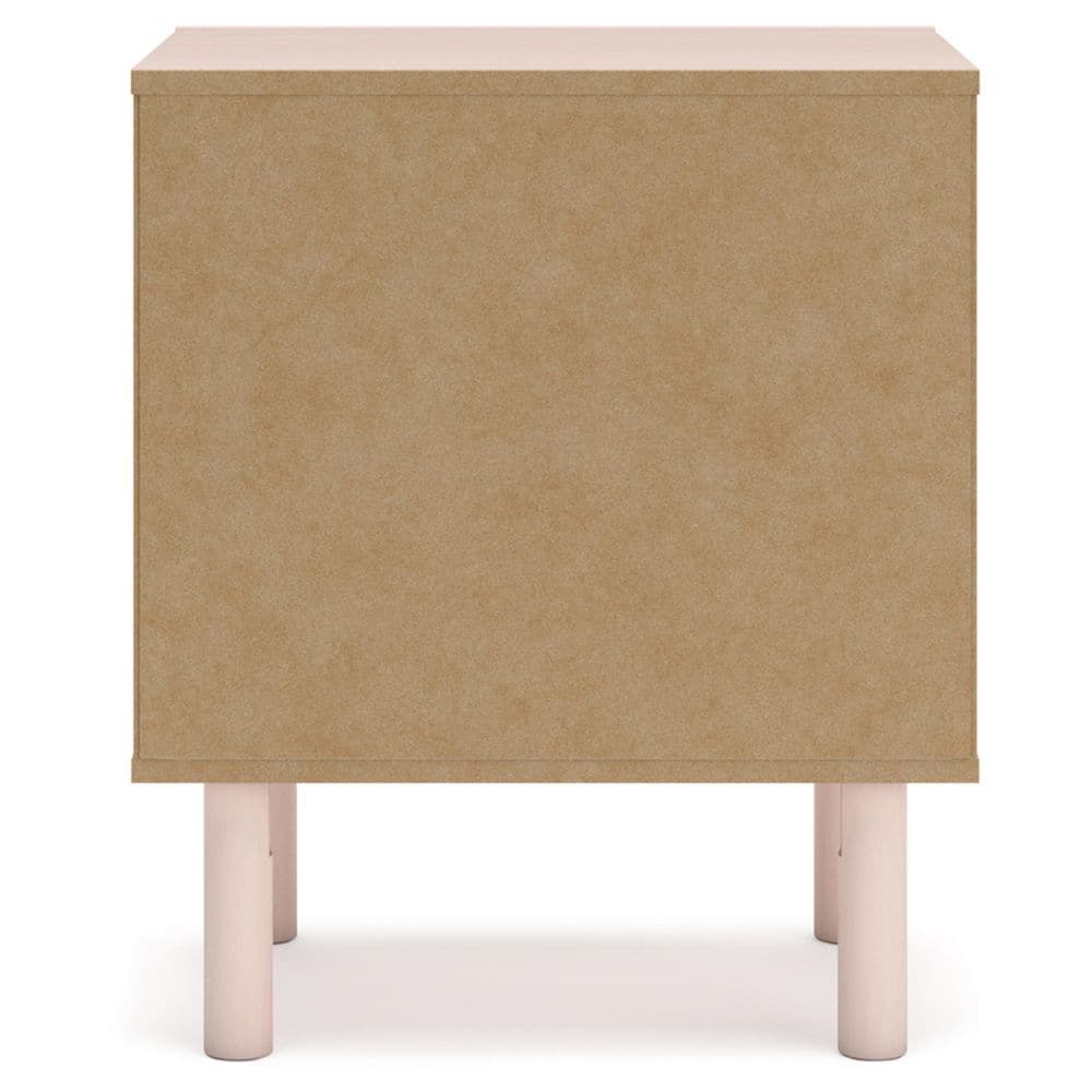 Blush Pink Transitional Nightstand with USB Ports and 1 Drawer