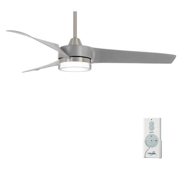MINKAAIRE Veer 56 in. LED Indoor Brushed Nickel Ceiling Fan with