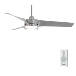 Veer 56 in. LED Indoor Brushed Nickel Ceiling Fan with Remote Control