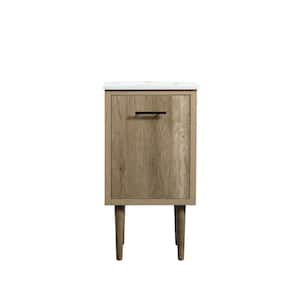 Simply Living 18 in. W x 19 in. D x 33.5 in. H Bath Vanity in Natural Oak with Ivory White Engineered Marble Top