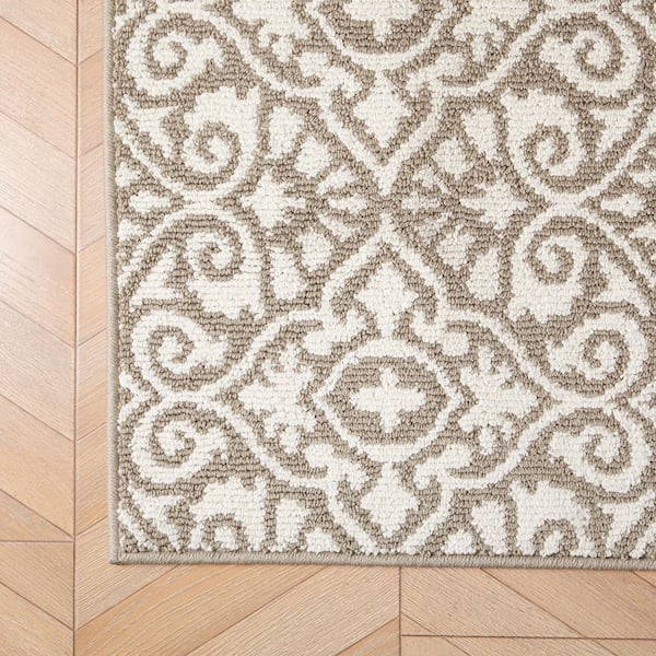 Feya 2-Tone Linen/Ivory 2 ft. x 6 ft. Tufted Persian Polypropylene Runner Rug