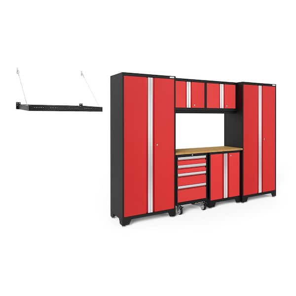 NewAge Products Bold Series 108 in. W x 76.75 in. H x 18 in. D 24-Gauge Steel Garage Cabinet Set in Red (7-Piece)