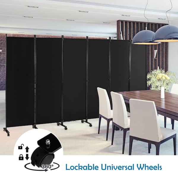 Costway 6-Panel Folding Room Divider 6 ft. Rolling Privacy