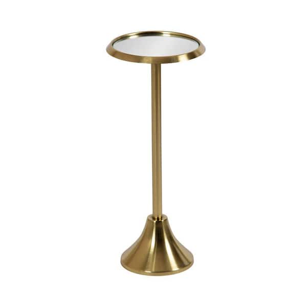 Sanzo 9.75 in. Gold Round Metal End Table