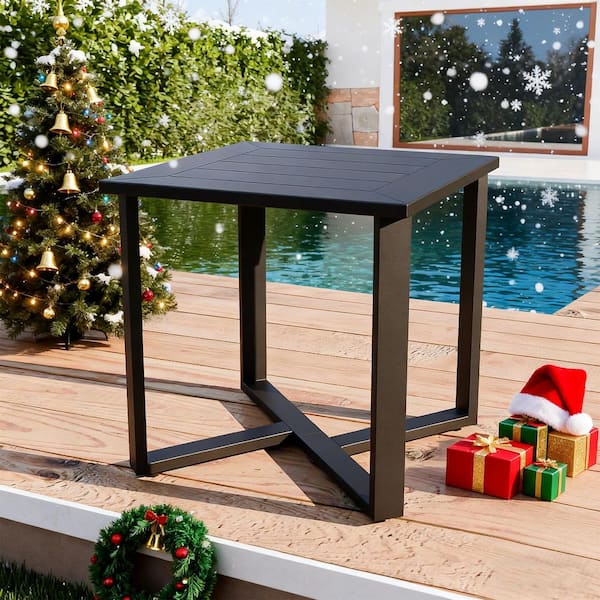 All-Weather Aluminum Garden Outdoor Patio Square Side Table