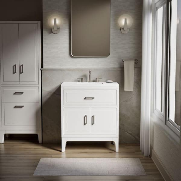 Seer 30 in. Single Sink Freestanding White Bath Vanity with White Quartz Top Assembled