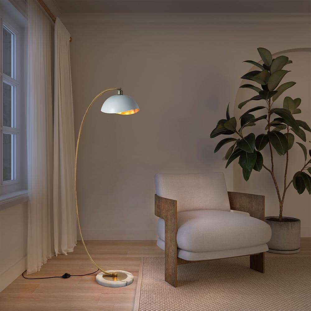 Luna Bella 88" Weathered Brass Arc Lamp with White Steel Shade