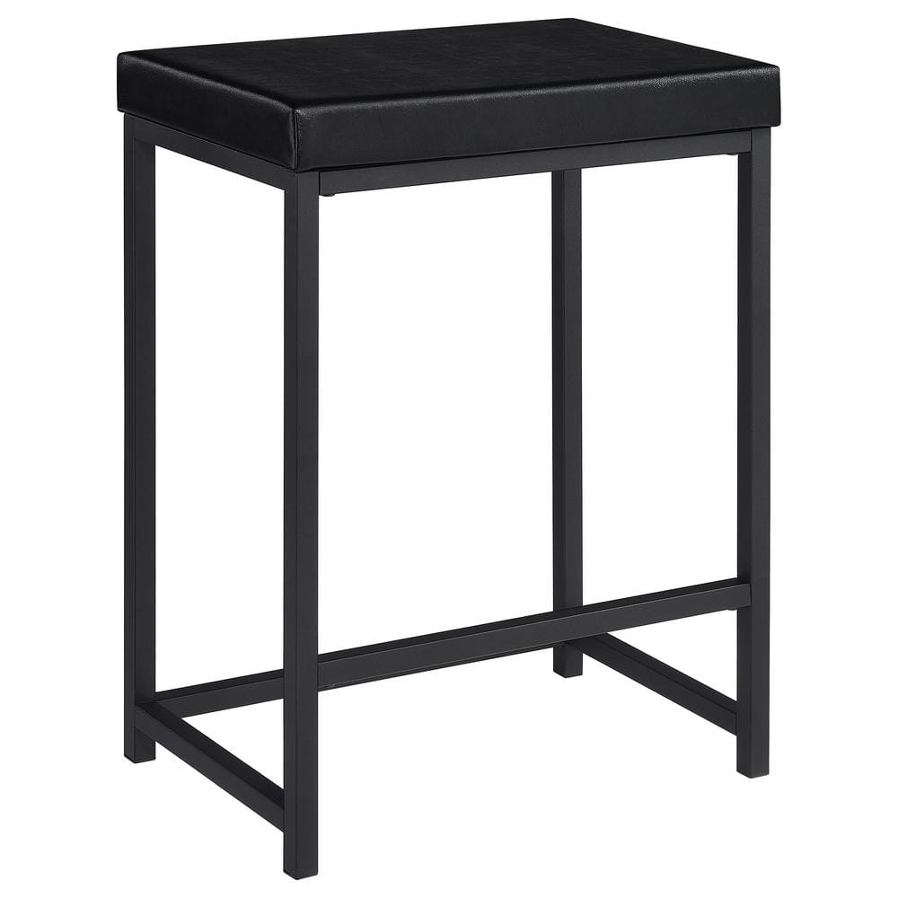 Black Faux Leather and MDF Rectangular Pub Set with 2 Chairs