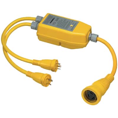 One 50 Amp 125-Volt/250-Volt Female to Two 30 Amp 125-Volt Yellow Intelligent Y Male Adapters