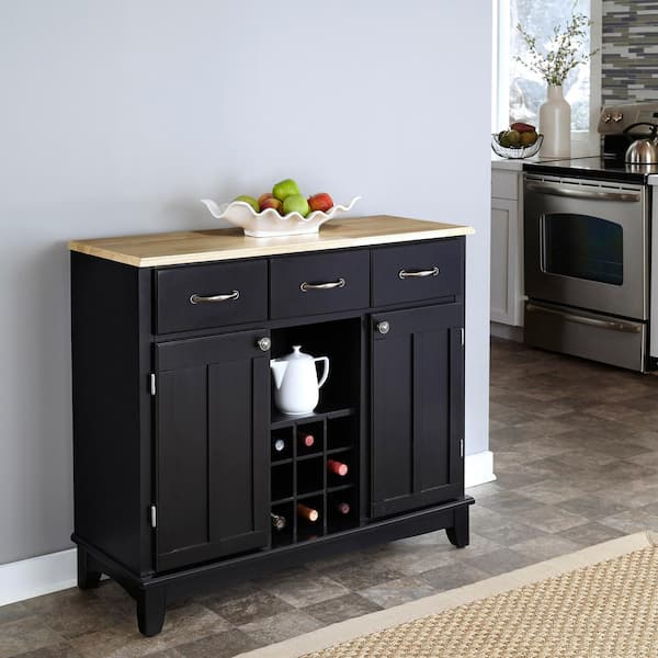 Black and Natural Buffet with Wine Storage