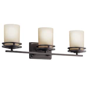 Millennium Lighting 3-Light Rubbed Bronze Vanity Light with Etched ...