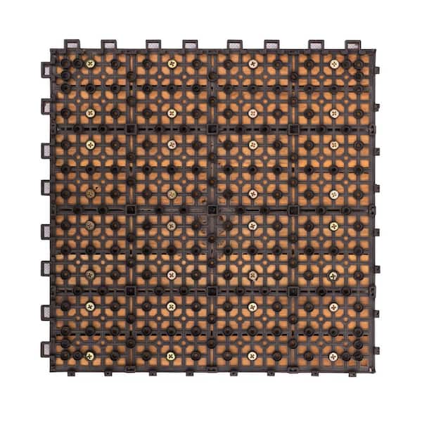Outdoor 1 ft. x 1 ft. Wood Deck Tile in Brown (Set of 10 Tiles)