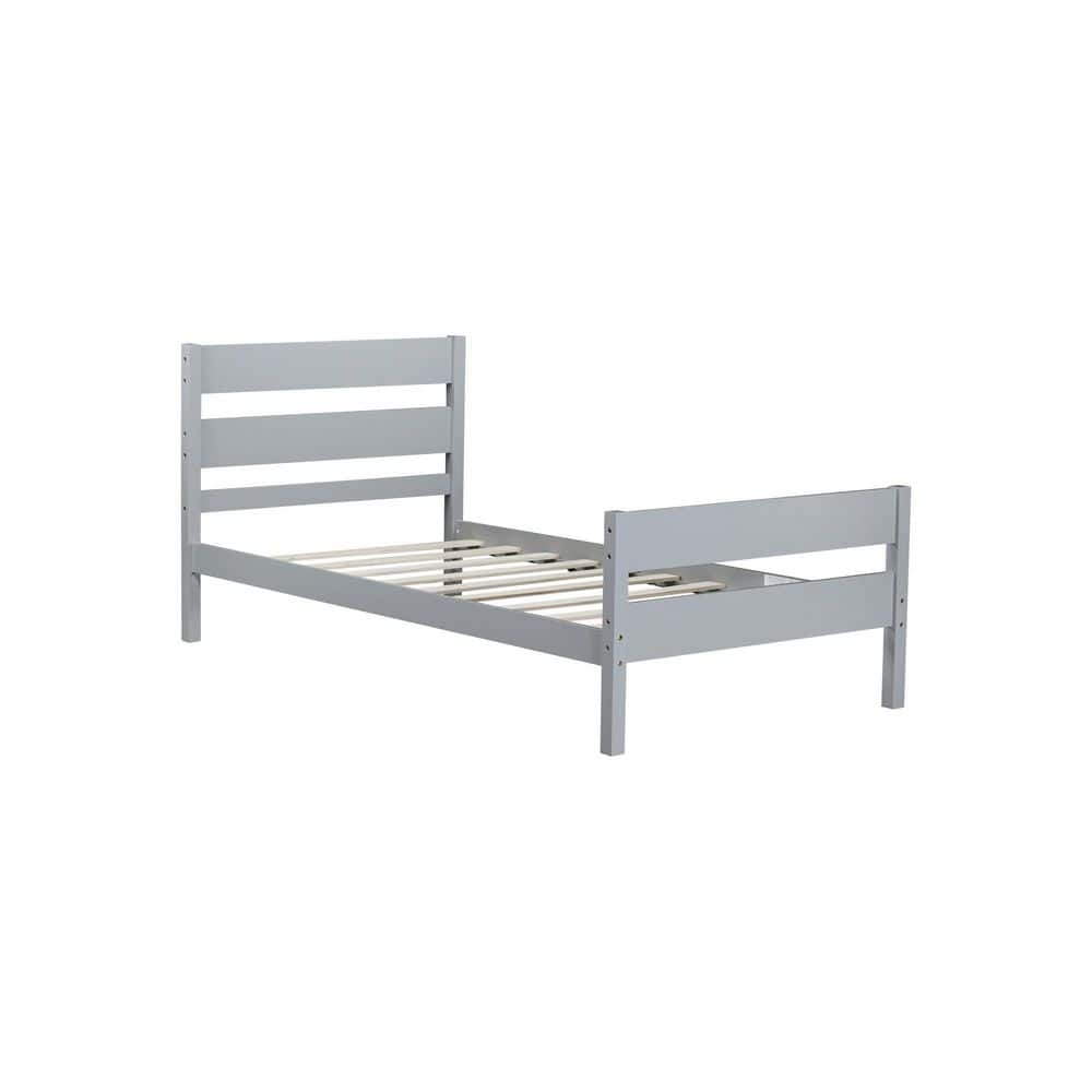 Gray Rubber Wood Frame Twin Size Platform Bed with Headboard and Footboard price history on PriceWatchPro