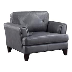 Marie Burnish Gray Leather Arm Chair