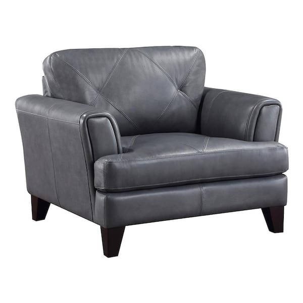 Lazzara Marie Burnish Gray Leather Arm Chair