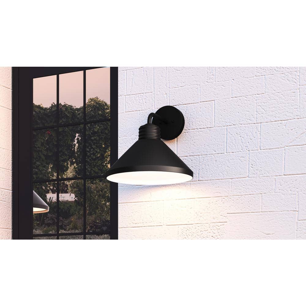 Rencher Matte Black Industrial Outdoor Wall Sconce
