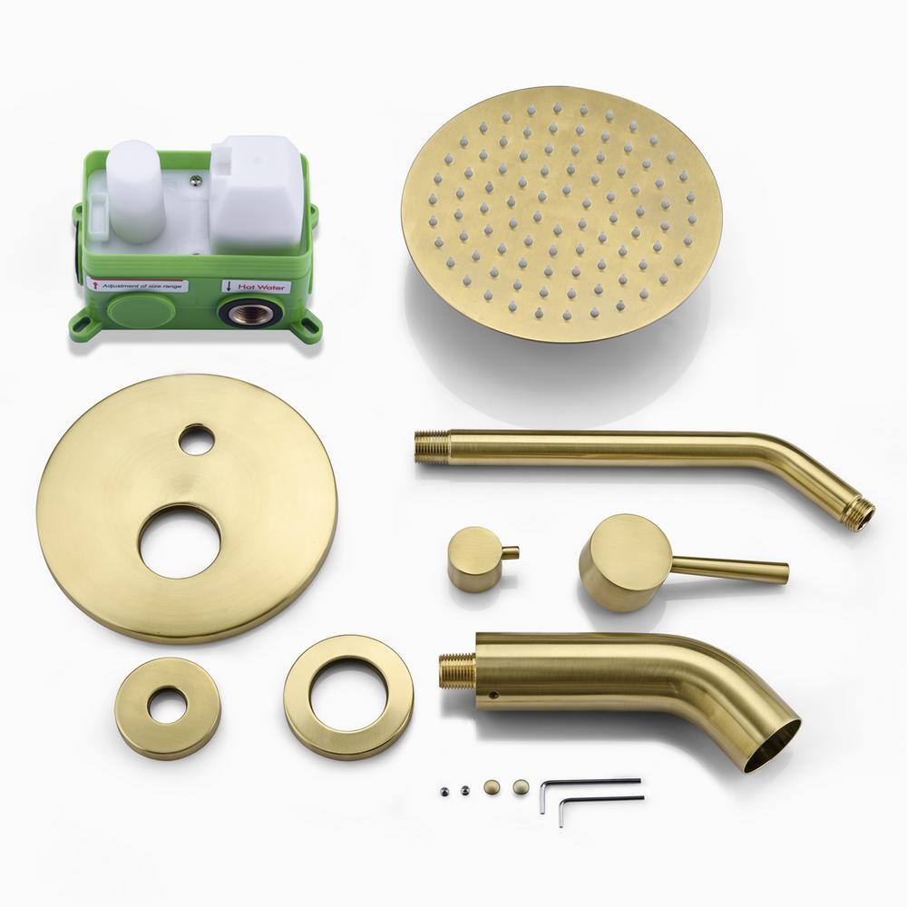 Brushed Gold Wall Mounted Rain Shower Faucet Set
