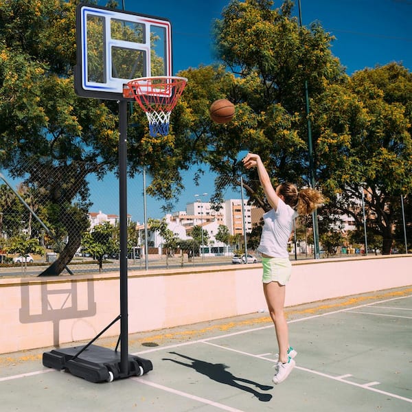 Unbranded 4.76-10 ft. Portable Basketball Hoop Basketball System Height Adjustable for Youth Adults LED Basketball Hoop Lights