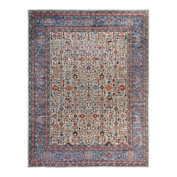 Serapi Gray 9 ft. x 12 ft. Tribal Wool Indoor Area Rug