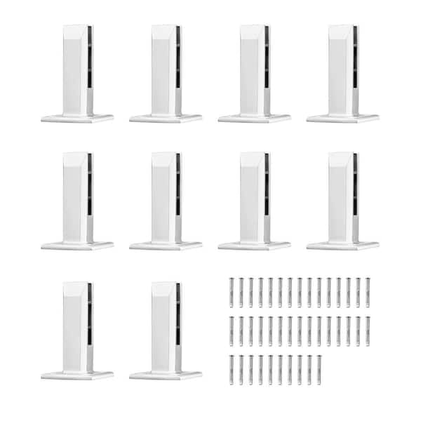 10-Piece Glass Clamp, 6.3 in. H x 3.94 in. W, Silver, Square Stainless Steel Railing Bracket, Stair Railing Kit