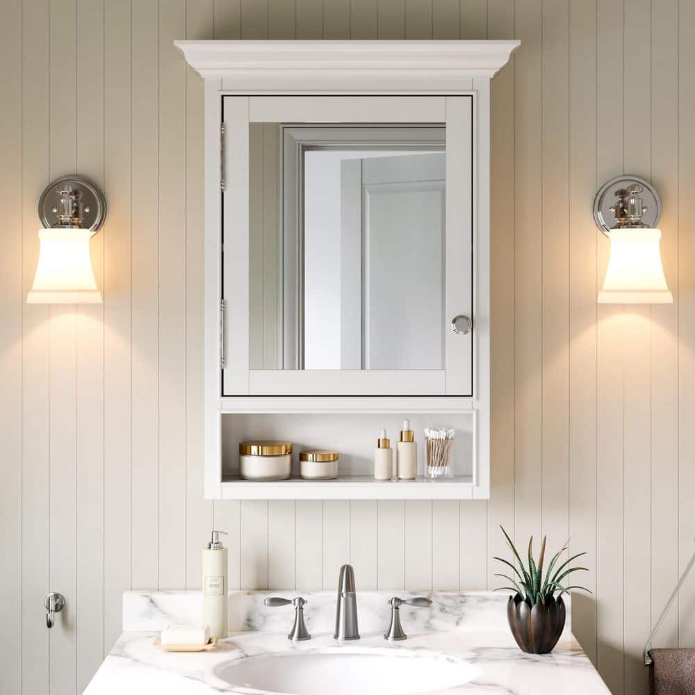 FAMYYT 24 in. W x 32 in. H Rectangular Rubber Wood Medicine