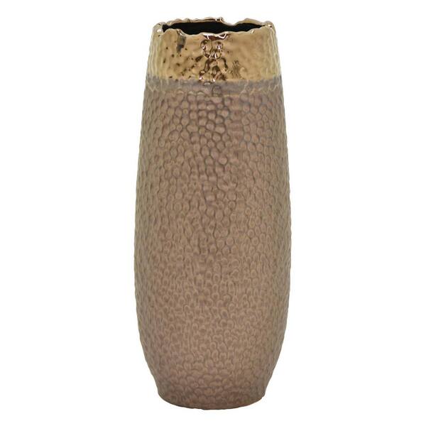 THREE HANDS 12.5 in. Bronze Ceramic Vase