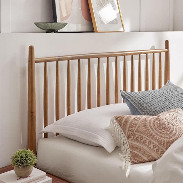 MODWAY Zane Walnut Brown Solid Rubberwood Frame Full Spindle