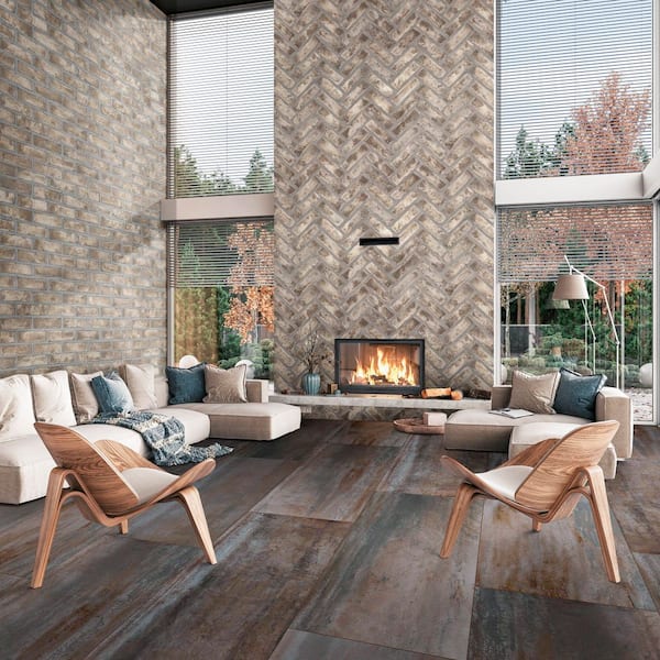 Metallic Ferro 24 in. x 48 in. Matte Porcelain Stone Look Floor and Wall Tile (16 sq. ft./Case)