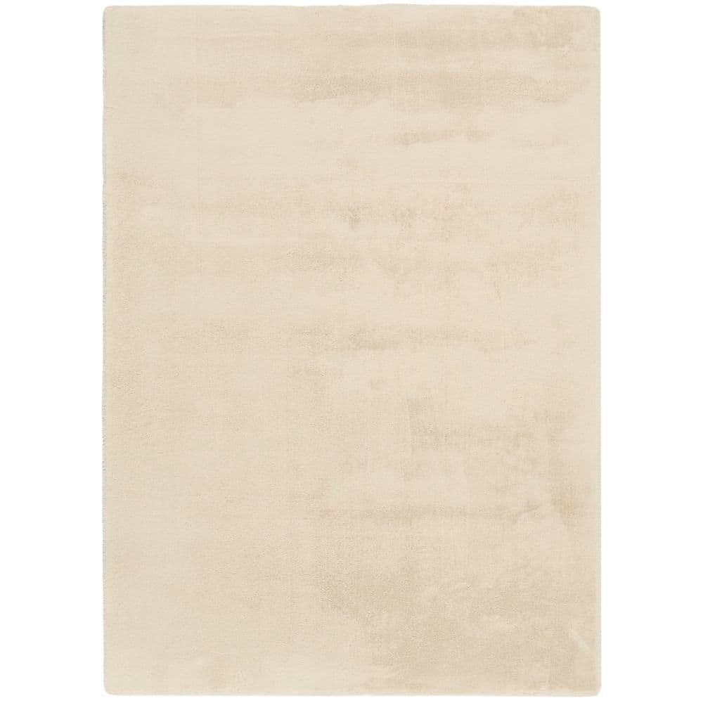 Nourison Soft Plush Rabbit Fur Beige 4 ft. x 6 ft. Solid Contemporary ...