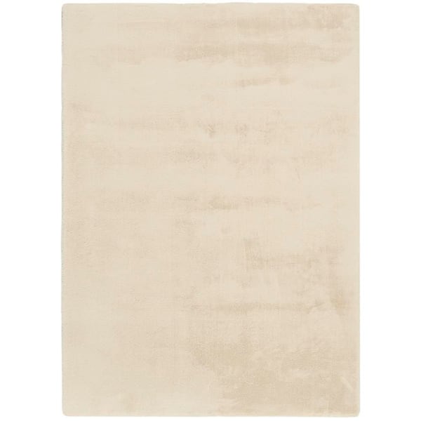 Nourison Soft Plush Rabbit Fur Beige 4 ft. x 6 ft. Solid Contemporary ...