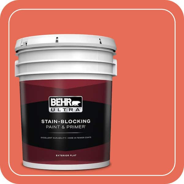 BEHR ULTRA 5 gal. #190B-6 Wet Coral Flat Exterior Paint & Primer