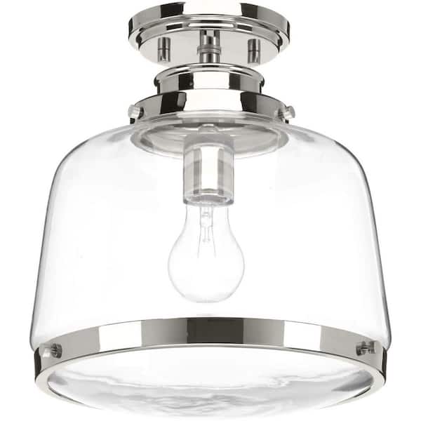 Progress Lighting Judson Collection 1-Light Polished Nickel Flush Mount