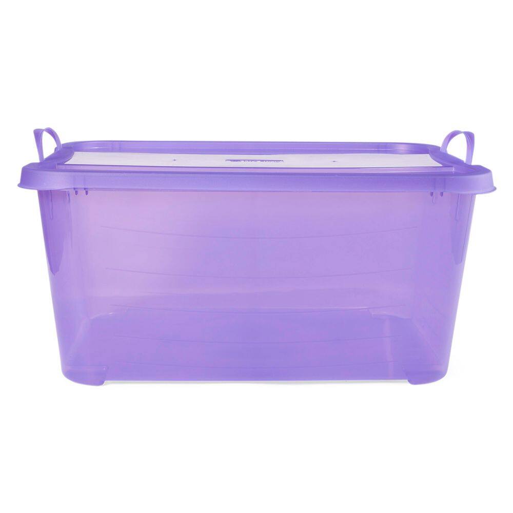 Purple 55 Quart Stackable Plastic Storage Container with Lid
