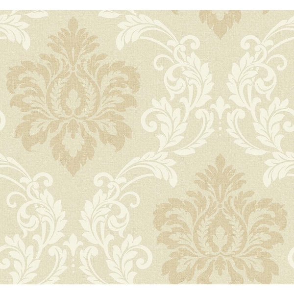 Ornamenta 2 Off White/Gold Intricate Damask Design Non-Pasted Vinyl on Paper Material Wallpaper Roll (Covers 57.75sq.ft)