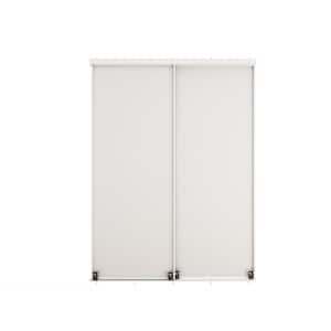 48 in. x 80 in. Mirror White Steel Frame Interior Closet Sliding Door with White Trim and Hardware Kit