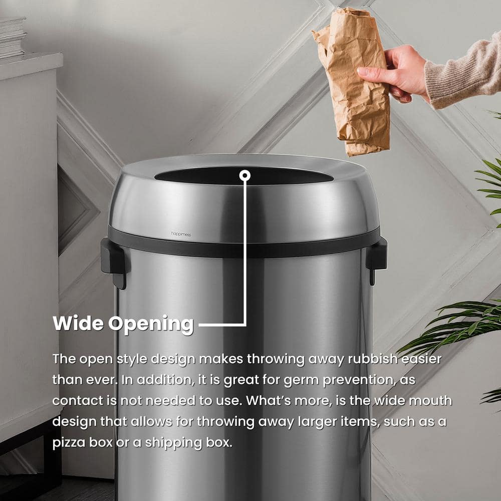 17.2-Gallon Stainless Steel Open-Top Trash Can