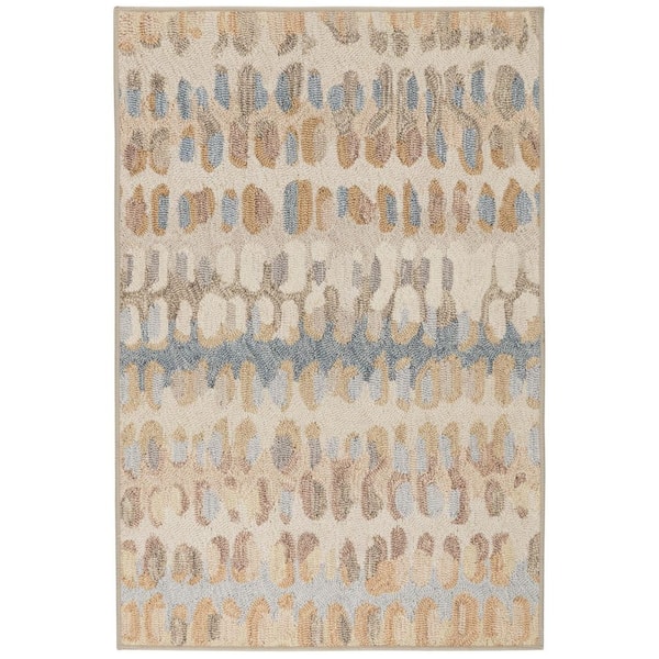 Paint Chip Machine Washable Natural 3 ft. x 5 ft. Indoor Area Rug
