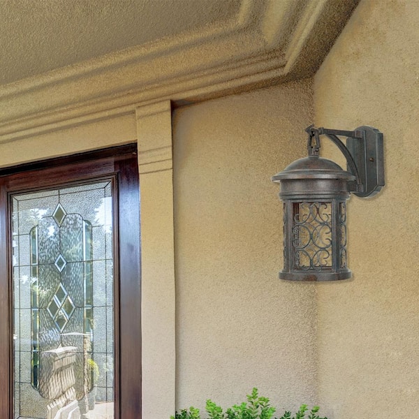 Ellington Mediterranean Patina 1-Light Outdoor Line Voltage Hardwired Porch Light Wall Sconce with No Bulb Included