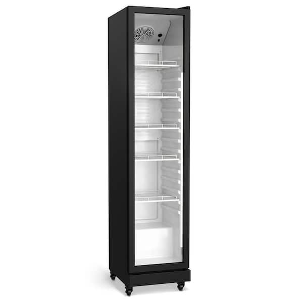 8 cu. ft. Commercial Upright Display Glass Door Beverage Refrigerator in Black